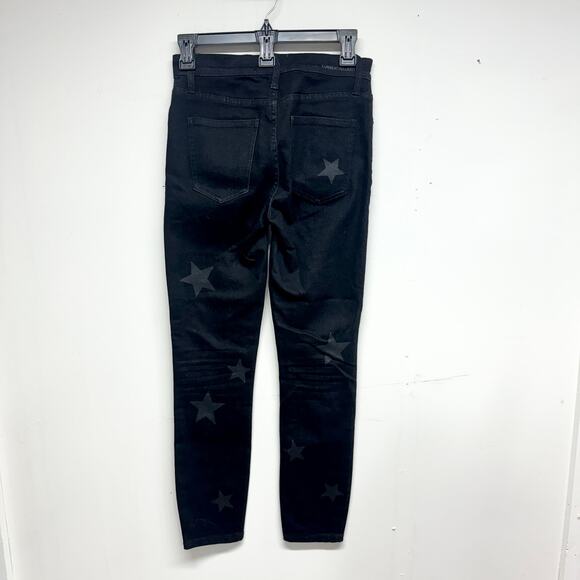 Current Elliott Women Black High Rise Skinny Jeans-Black Stiletto Stars Size 25 - Picture 3 of 4